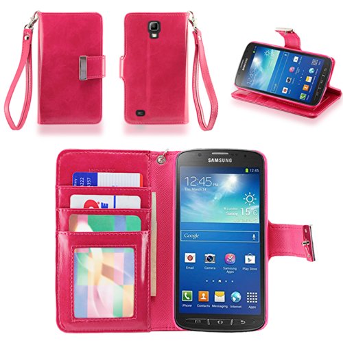 IZENGATE Samsung Galaxy S4 Active I9295 Executive Premium PU Leather Wallet Flip Case Cover Folio Stand (Deep Rose Pink)