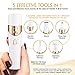 Painless Hair Remover for Women - Gold Facial Hair Removal | 5 in 1 Face Grooming Tools - Electric Trimmer, Hand Leg Shaver, Nose Hair & Eyebrow Trimmer, Brush | USB