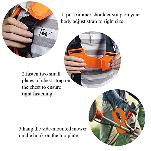 Anpatio Trimmer Shoulder Strap Hard Plastic Weed Eater Strap Double Shoulder Harness Brush Cutter Lawn Mower Nylon Belt with Easily Adjustble for Garden Lawn Yard
