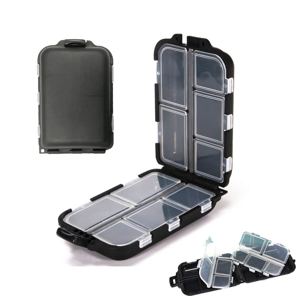zalati Small Tackle Box 2pcs Portable Case with 10 Compartmentss Storage Box for Fishing Hooks Lure Baits