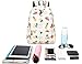School Bookbag for Girls, Cute Pineapple Water Resistant Laptop Backpack College Bags Women Travel Daypack + 5 Pieces Canvas Floral Pencil Case