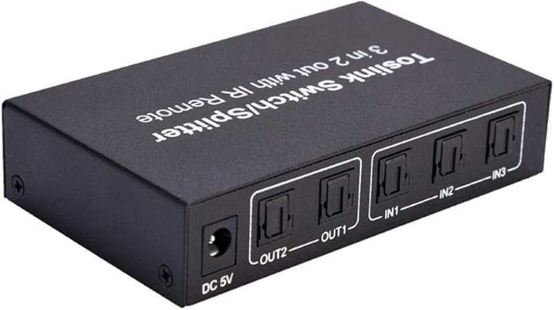 runnerequipment Audio óptico 3x2 Switcher 3 In 2 out Cable Switch SPDIF Splitter con Control Remoto IR: Amazon.es: Hogar
