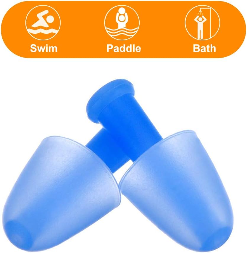 BHGWR 4 Pack Nose Clips and Earplugs Set for Swimming, Soft Silicone