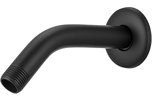 Eolax 6 Inch Shower Arm and Flange, Made of Stainless Steel, Wall-Mounted For Fixed Shower Head and Handheld Showerhead Mounts (6" Black)