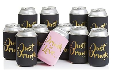 Drunk in Love & Just Drunk Bachlorette Party Drink Coolers - 11 pcs set by ASUSA - Bridal Showers & Bachlorette Parties Can Sleeve, Party Favor Beverage Insulators (11 pcs set)