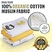 100% Organic Cotton Muslin Baby Swaddle Blankets for Newborn, BOY, OR Girl, Unisex – 47 x 47 inches, 3 Pack, Elephants, Animals, Yellow, Gray
