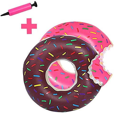 Ankecity 2 Packs Donut Inflatable Swimming Ring Circle 70CM for Children Pool Float with Hand Pump 4-8 Years Old