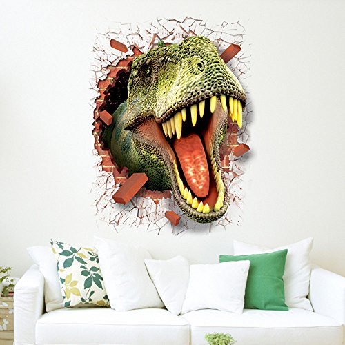 Iusun 3D Wall Sticker Cool Dinosaur Vinyl Wall Decal Wall Paper Decoration for Room Home Nursery Bedroom Office Supplies Gift - Shipping From USA (Multicolor)