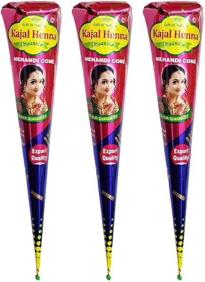 AARNAV Fresh Dark Brown Kajal Henna Cones Pack of 3 25g Each