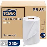 Tork Universal RB351 Hardwound Paper Roll Towel, 1-Ply, 7.87" Width x 350' Length, White (Case of 12 Rolls, 350 per Roll, 4,200 Feet)
