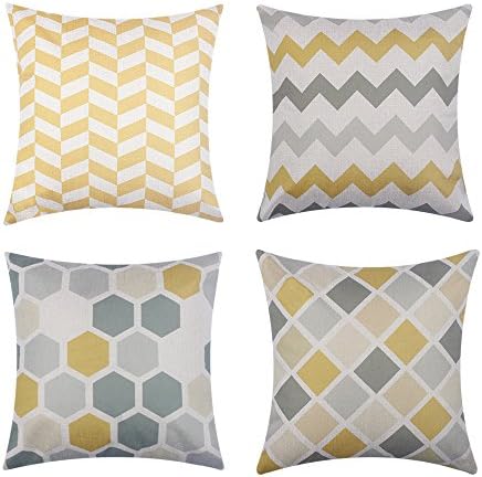 Heyjude 4 Pack Cotton Linen Throw Pillow Cases Sofa Pillow Covers Home Decor for Living Room Bedroom Car