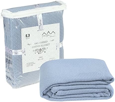 100% Premium Soft Cotton Blanket - King Blankets - Thermal Blankets - Soft Cozy &amp; Warm Cotton Blankets - Throw Blankets For Couch - King Size Bed Blankets - Blue King Cotton Blanket By HOMEFAIR LINENS