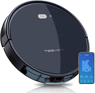 Staubsauger Roboter,Tesvor WLAN Saugroboter mit Raumkarte in Echtzeit Starkleistung Roboterstaubsauger Tierhaare und Allergene Optimiert für Teppich & Glattböden Kompatibel mit Alexa und APP-Steuerung