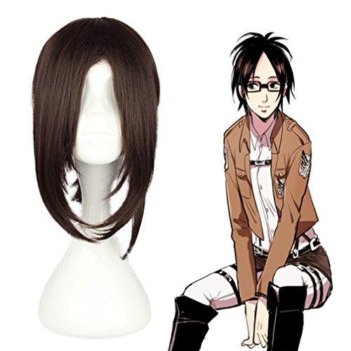 Mcoser 15" Dark Brown Meium Long Hair- Attack on Titan Hanji Zoe Cosplay Wig