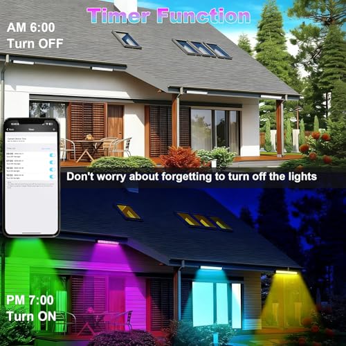 50W Outdoor RGB LED Floodlight, 2PCS Color LED Projector with Remote Control 2.4G and Bluetooth APP Projector RGBW IP66 Waterproof Spot Led Color LED RGB Dimmable Bar for Garden Tree Festival