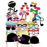 58 pieces party photo Panel photo booth props set photo prop of photo accessories for wedding anniversary graduation party [pipe tobacco crowns ties hats flying beards etc] party accessories