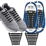 tababy No Tie Shoelaces for Men and Women - Waterproof Silicon Flat Elastic Athletic Running Shoe Laces with Multicolor for Sneaker Boot Board Shoes and Casual