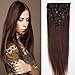 #4 Medium Brown 100% Real Remy Clip in Human Hair Extensions 16-22inch Grade AAAAA Natural Hair Full Head Standard Weft 8 Pieces 18 Clips Long Straight for Women Fashion 18
