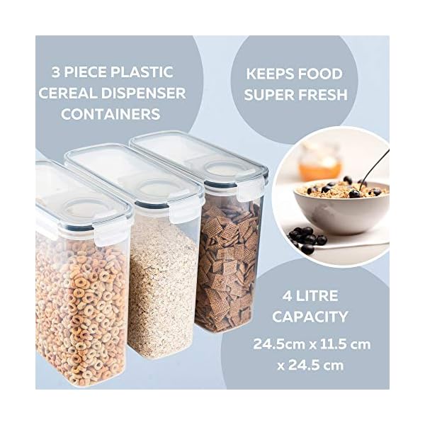 Cereal-Storage-Containers--3Pcs-Set-Plastic-Food-Storage-Containers--Practical-Cereal-Dispenser--Food-Grade-and-BPA-Free--Durable-and-Easy-to-Use--Ideal-for-Cornflakes-Flour-Storage nuovva Cereal Storage Containers – 3Pcs Set Plastic Food Storage Containers – Practical Cereal Dispenser – Food Grade…