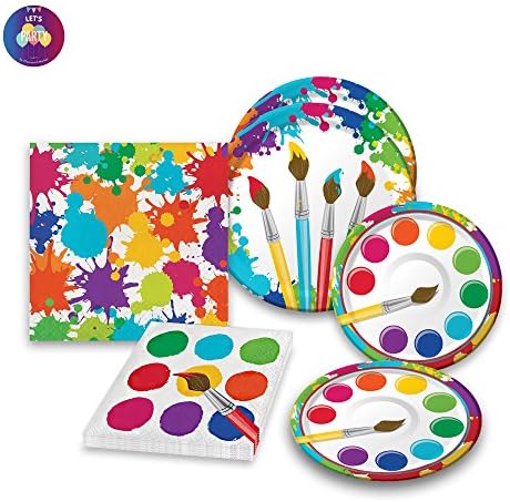 Art Party Supplies Pack Bundle for 16 Guests: Dinner Plates, Dessert Plates, Luncheon Napkins & Beverage Napkins