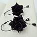 RareLove Vintage Black Rose Flower with Teardrop Beads Dangle Hoop Earrings