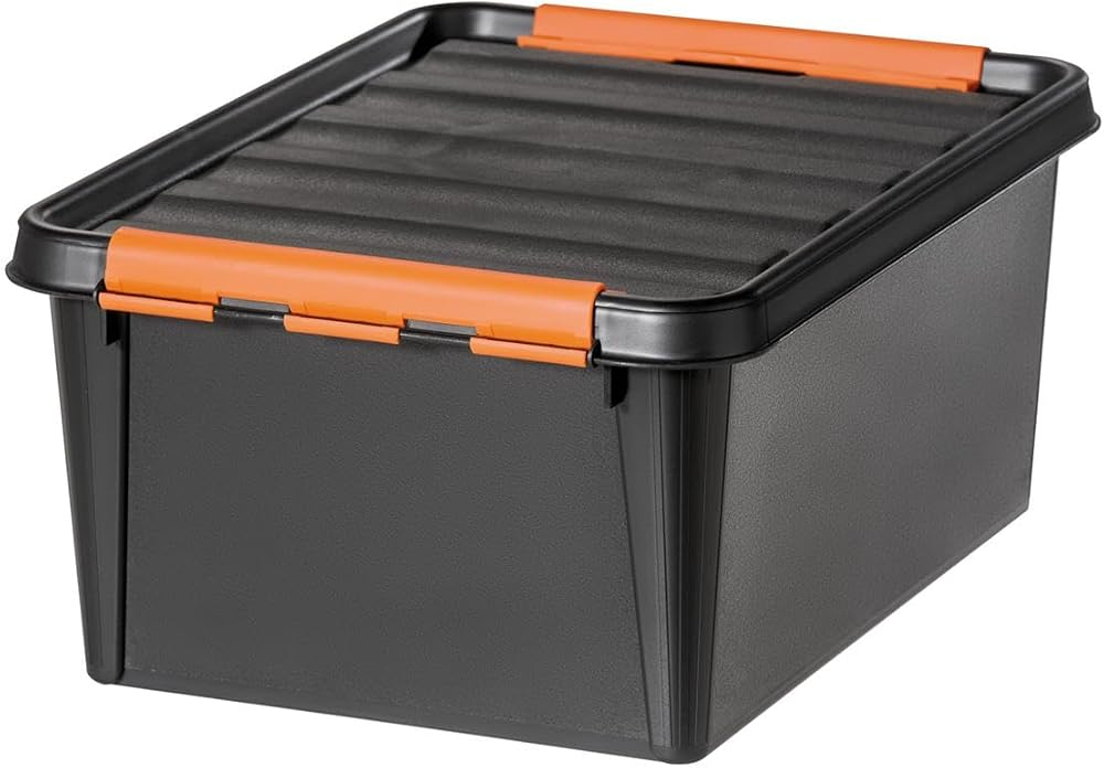 SmartStore 15 Litre Black Plastic Tool Storage Box Clip Lid Impact Resistant