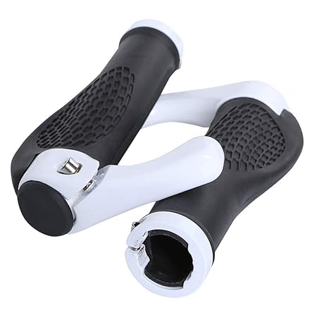 Ergonomisches Design Gummi MTB Mountainbike Lenkergriffe mit Bar Ends Horns, geeignet für 22,2 mm Fahrradlenker (Farbe : Weiß