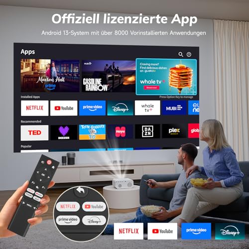 Projector 4K Officially Licensed App: 1300 ANSI Auto Focus & 6D Keystone Correction Smart Projector Home Cinema ZOOMCAT 1080P Full HD WiFi6 Bluetooth 5.3 Outdoor Projector, Compatible with Netflix