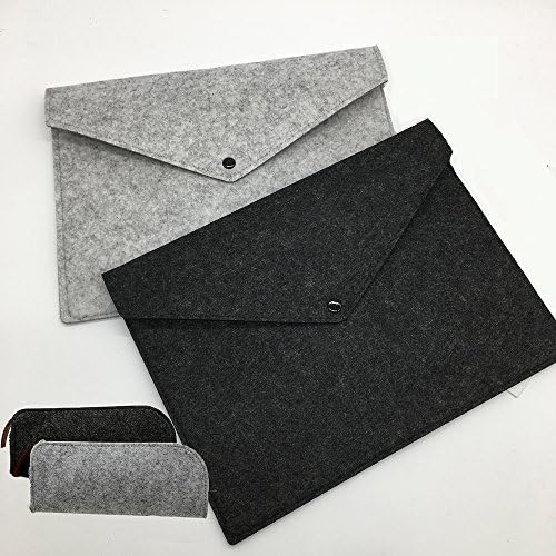 LANGSHOP 2 Pack Felt File Holder File Expanding Document File Folders Larger Than A4 Size with 2 Pen Cases Pouch Bag Case
