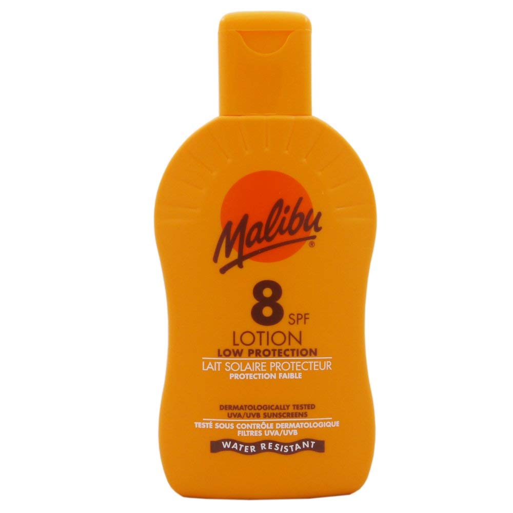 Malibu Low Protection Water Resistant Vitamin Enriched SPF 8 Sun-Screen Lotion Spray with Shea Butter Extract, 200ml