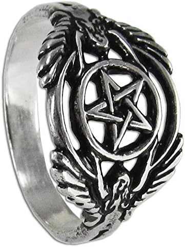 PepiSterling Silver Hermetic Guardian Angel Pentacle Ring (Size 4-12)