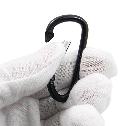 QY 10PCS D Shape 1.91 Inch Long Spring Snap Hook Rings Aluminum Alloy Keychain Clip Buckle With Keyring Classy Black Color