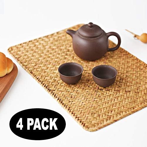 YANGQIHOME Pack of 4, Natural Seagrass Place Mat, 17" x 12", HandWoven