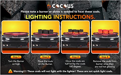 COCOUS NATURAL FLAT COCONUT CHARCOAL INCENSE HOOKAH SHISHA NARGUILE COAL COCONUT SHELL BRIQUETTE COALS 1KG – 96 PIECES 25X25X18MM FLATS