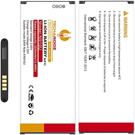 Techarooz Replacement Battery for Samsung Galaxy Note 4 N910, N910U 4G LTE, N910V, N910T N910A, N910P, 3220mAh Li-ion Battery [NFC/Google Wallet Capable] [2 Years Warranty]