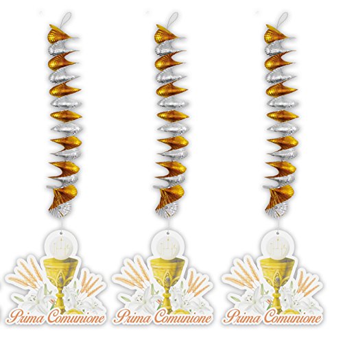 Big Party 81538 Conf.3 Decorative Spiral Pendants First Communion Ivory, Colour