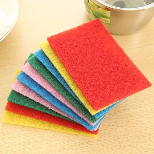 iHaushalt 10PCS Muti-Purpose Scouring Pads Scrub Eraser Sponge, Strong and Non-Scratch, for Household Cleaning, Dishwashing, Cookware Wiping and Car Washing, Fun Assorted Colors