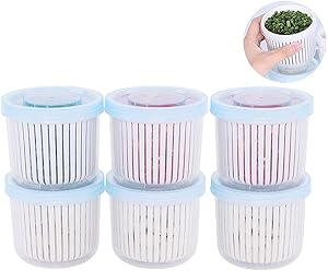 6 Pcs Double Layer Vegetables Sealed Keeper - Refrigerator Food Fresh Storage Box with Drain Basket, Fresh Produce Vegetable Fruit Storage Containers