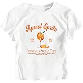 SweatyRocks Women's Tequila Print Y2k Slim Fit Crop Top Slogan Graphic Cute Short Sleeve T Shirts