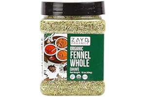 Zayd Organics Fennel Seeds, Fennel Whole, Saunf, USDA Organic, 16oz (454g)