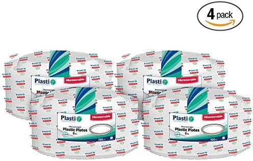 [400 Count] Plasti Plus Disposable Plastic White 6 Inch Dessert Plates, Great For Weddings, Home, Office, School, Party, Picnics, Restaurant, Take-out Fast Food, Outdoor Events, Or Every Day Use,