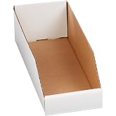 BOX USA Storage Bins 6x18x4.5 White, 50-Pack for Storage | Storage Bins 6"L x 18"W x 4.5"H Corrugated Cardboard for Home, Business &amp; Organization, 50-Pack