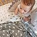 Living Textiles Muslin Jacquard Grey Clouds Soft Baby Blanket Premium Quality Cotton for Best Comfort | Double Layer,Swaddle,Receiving,Infant,Toddler,Newborn,Nursery,Boy,Girl,Gift | 40x30 Inch
