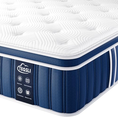 TeQsli Gel Spring Mattress 90 x 200 cm Height 25 cm Gel Memory Foam Pocket Spring Mattress for Pressure Relief, Orthopaedic & Ergonomic 9-Zone Mattress H3, Oeko-Tex & CertiPUR Certified