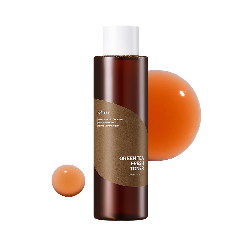 ISNTREE Green Tea Fresh Toner 200ml, 6.76 fl.oz Korean Skincare Toner for Oily Skin Sebum Control Hydrating and Refreshing