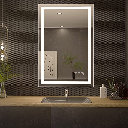 HAUSCHEN HOME Lighted LED Bathroom Mirror, Wall Mounted, Dimmable, Anti