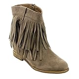 Refresh AD15 Women's Fringe Flat Heel Side Zipper Ankle Booties