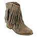 Refresh AD15 Women's Fringe Flat Heel Side Zipper Ankle Booties