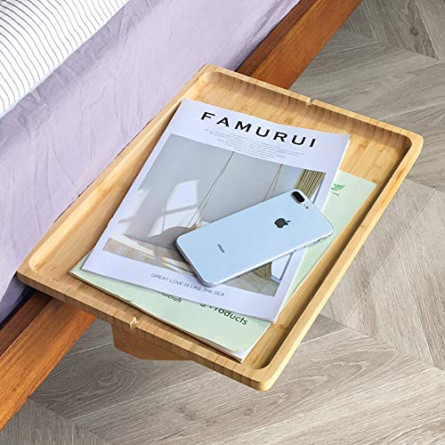 Bedside Tray Shelf,Bamboo Wooden College Dorm Room Bedside Tray with