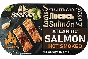 Baltic Gold Atlantic Salmon Fillets In Oil - 4.23 oz (120g) (Salmon Hot Smoked, 3 Pack)